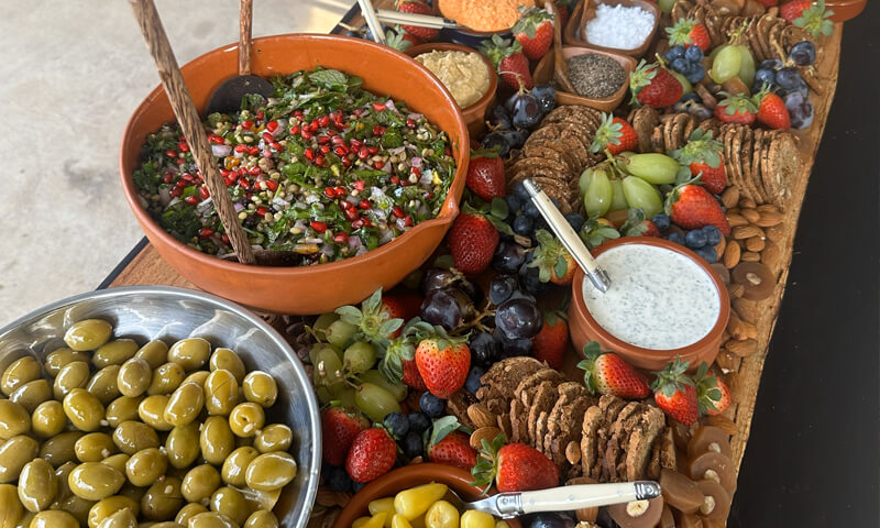Greek and Cypriot grazing table at wedding Pete the Greek